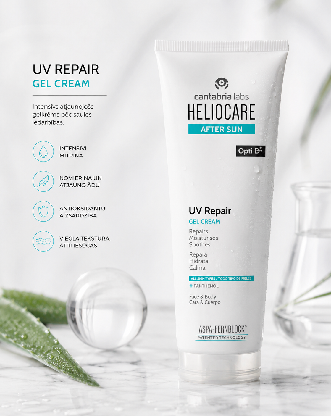 CANTABRIA LABS HELIOCARE 360 AFTER SUN UV REPAIR GEL CREAM, 250ML/ Gēlkrēms pēc sauļošanās