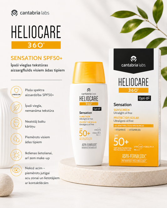HELIO 360o SENSATION SPF50+, 50ml Ļoti vieglas tekstūras, visiem ādas tipiem