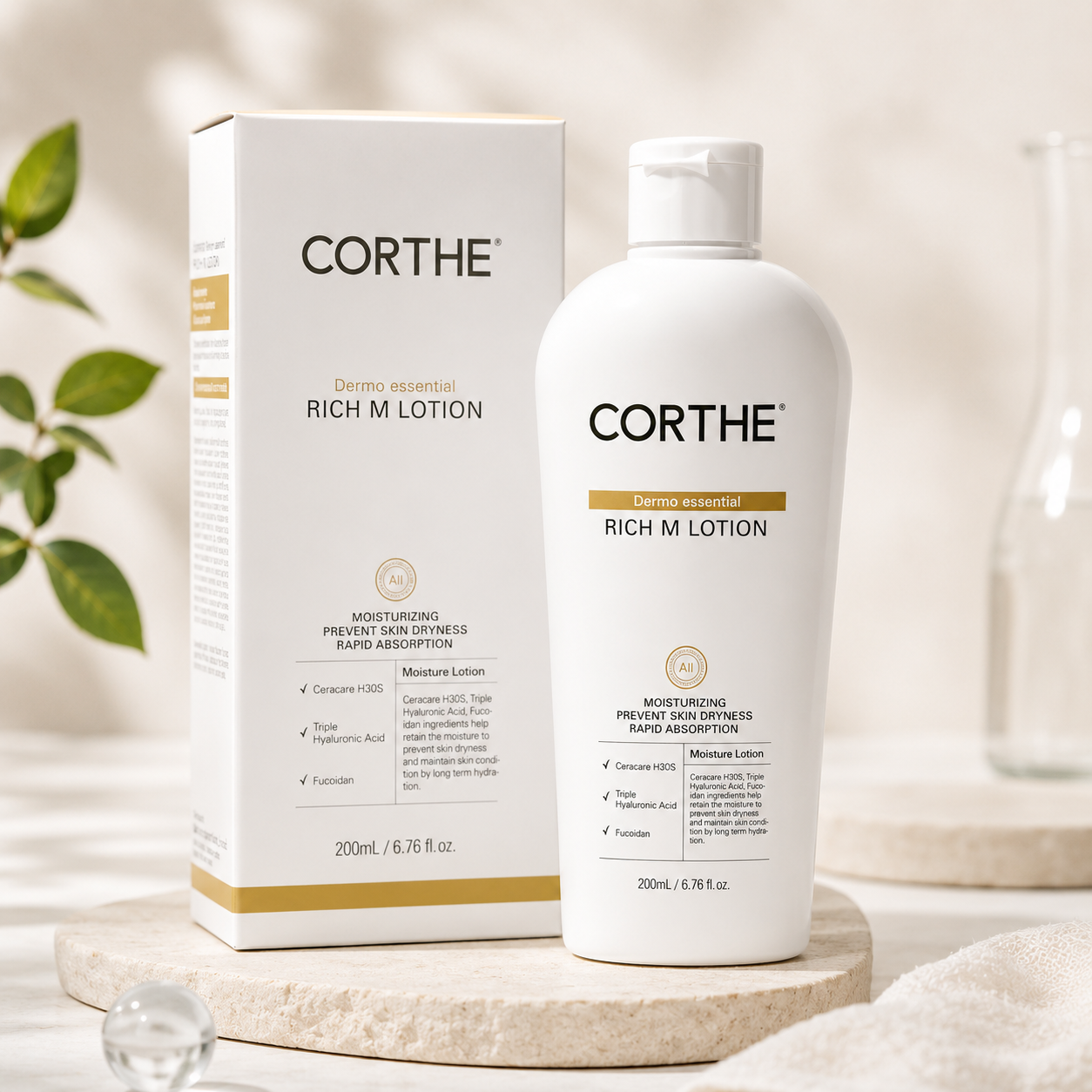 Corthe Rich M Lotion 200 ml  Lamellāra mitrinoša emulsija ādas barjeras atjaunošanai