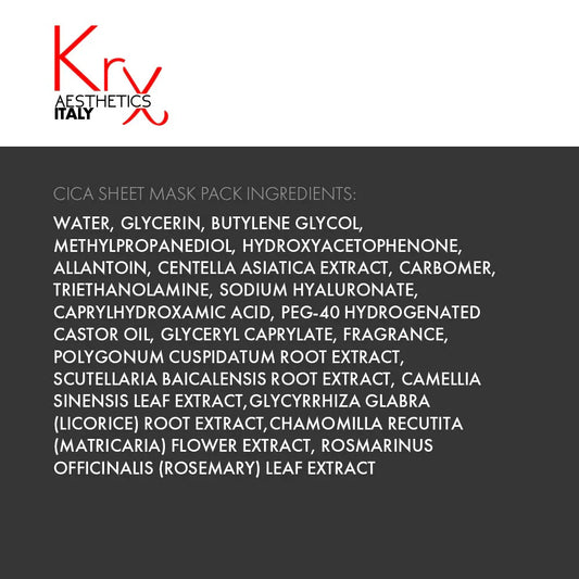 KRX Aesthetics CICA SHEET MASK PACK, 30 MASKAS
